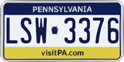 PA license plate LSW3376