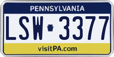 PA license plate LSW3377