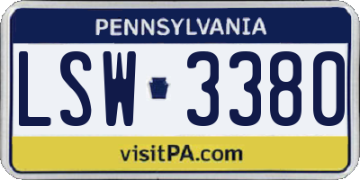 PA license plate LSW3380