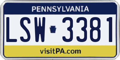 PA license plate LSW3381