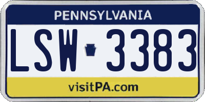 PA license plate LSW3383