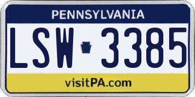 PA license plate LSW3385