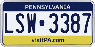 PA license plate LSW3387
