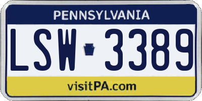 PA license plate LSW3389
