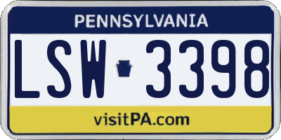 PA license plate LSW3398