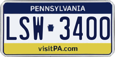 PA license plate LSW3400