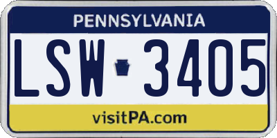 PA license plate LSW3405