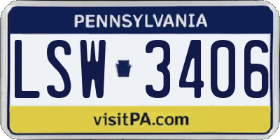 PA license plate LSW3406