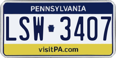 PA license plate LSW3407