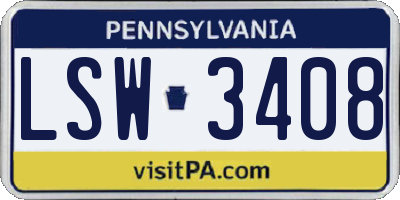 PA license plate LSW3408