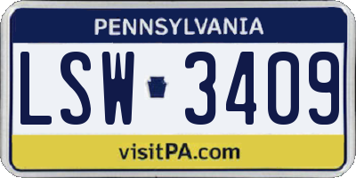 PA license plate LSW3409