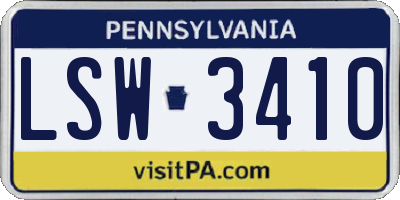 PA license plate LSW3410