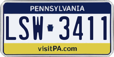 PA license plate LSW3411