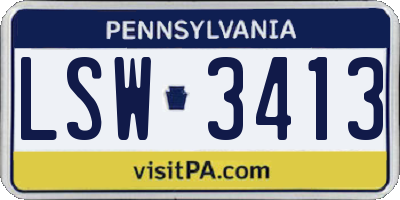 PA license plate LSW3413