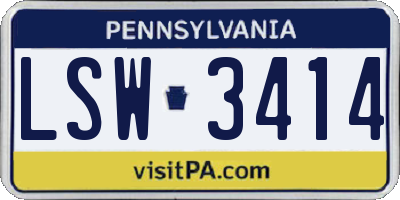 PA license plate LSW3414