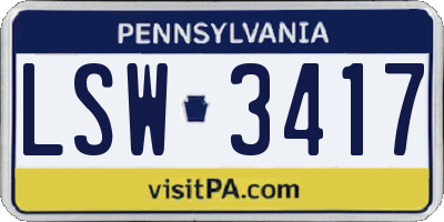 PA license plate LSW3417