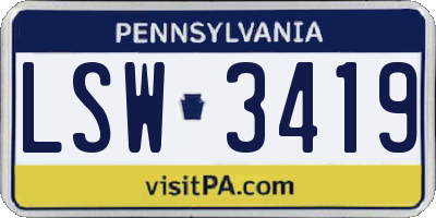 PA license plate LSW3419