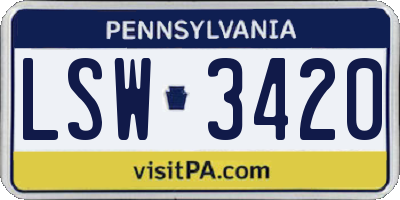 PA license plate LSW3420