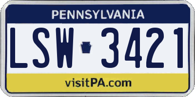 PA license plate LSW3421