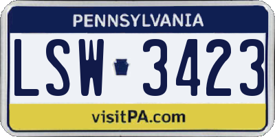 PA license plate LSW3423