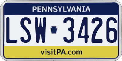 PA license plate LSW3426