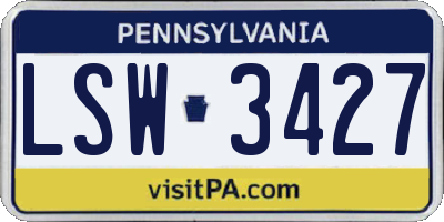 PA license plate LSW3427
