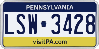 PA license plate LSW3428