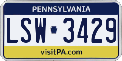 PA license plate LSW3429