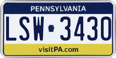 PA license plate LSW3430