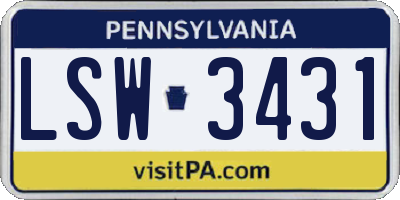 PA license plate LSW3431