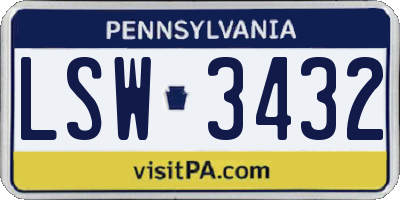 PA license plate LSW3432