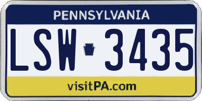 PA license plate LSW3435
