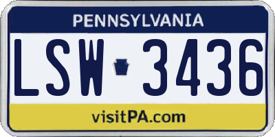 PA license plate LSW3436