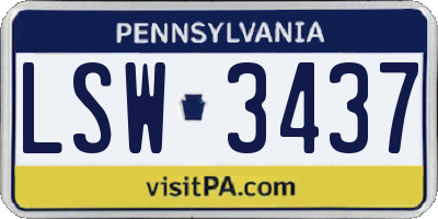PA license plate LSW3437