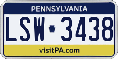 PA license plate LSW3438