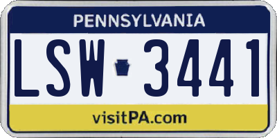 PA license plate LSW3441