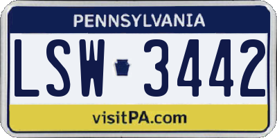 PA license plate LSW3442