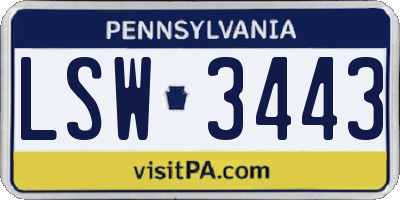 PA license plate LSW3443