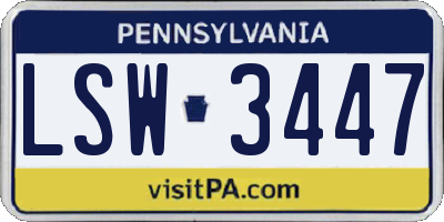 PA license plate LSW3447