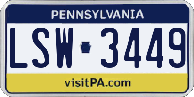 PA license plate LSW3449