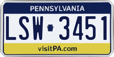 PA license plate LSW3451