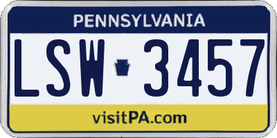 PA license plate LSW3457