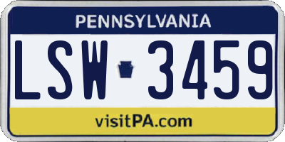 PA license plate LSW3459