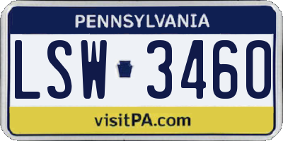 PA license plate LSW3460