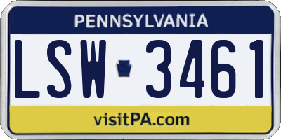 PA license plate LSW3461