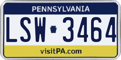 PA license plate LSW3464