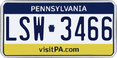 PA license plate LSW3466