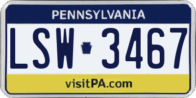 PA license plate LSW3467