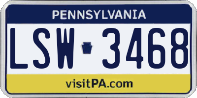 PA license plate LSW3468