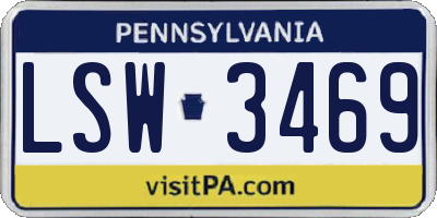 PA license plate LSW3469